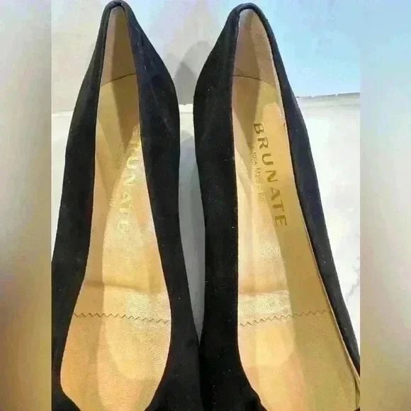 BRUNATE WOMEN'S SUEDE EFFECT FLATS-BLACK-with SILVER BUCKLE SZ 38(EU) - Picture 7 of 9